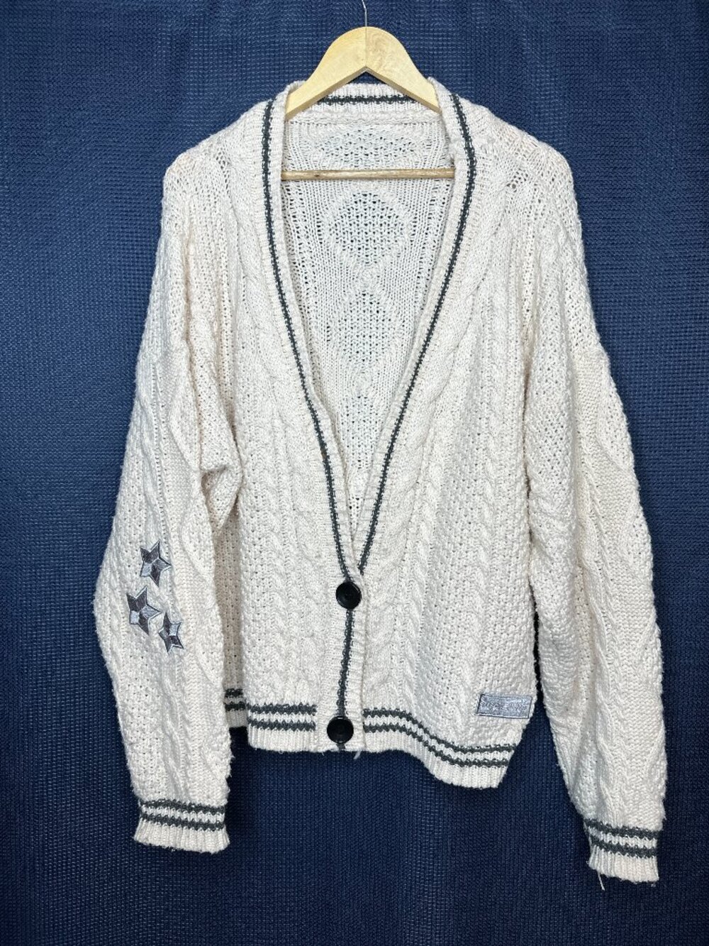 Taylor Swift Folklore Cable Knit Cardigan Logo & Star patches, Size M/L